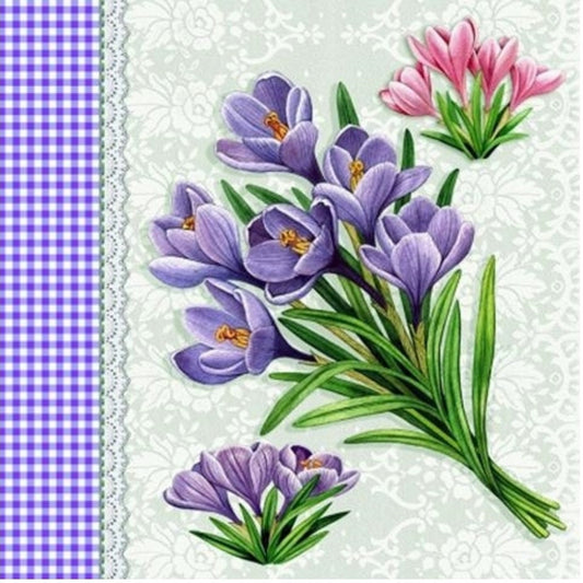 Crocus Purple Flower Paper Napkin - Luncheon Size