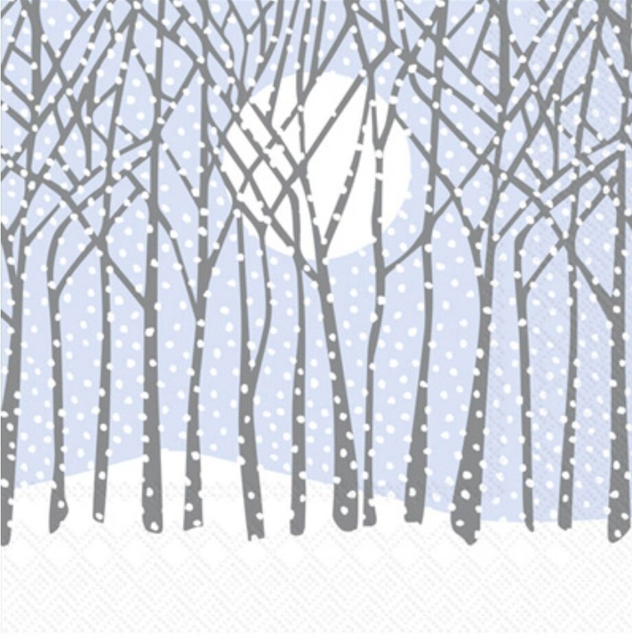 Winter Moon & Trees Paper Napkin - Cocktail Size