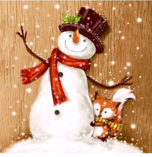 Snowman & Fox Paper Napkin - Cocktail Size