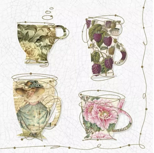 Tea Cups & Roses Paper Napkin - Luncheon Size