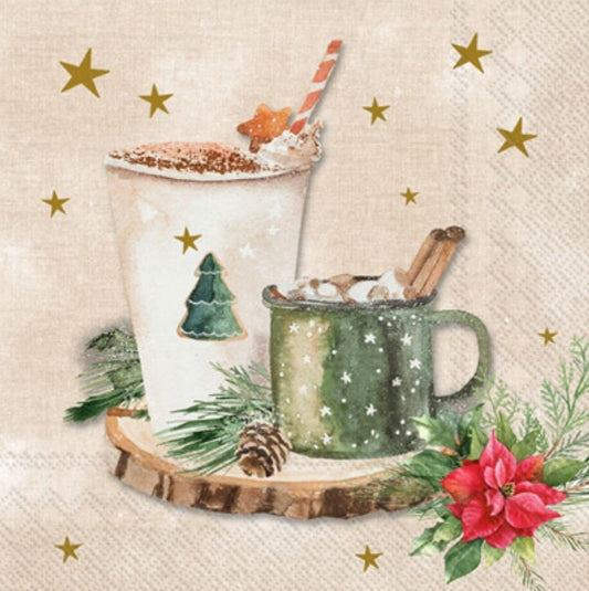 Christmas Drinks Hot Cocoa Paper Napkin - Cocktail Size