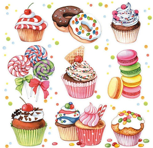 Cupcake Lolipop Dessert Paper Napkin - Luncheon Size