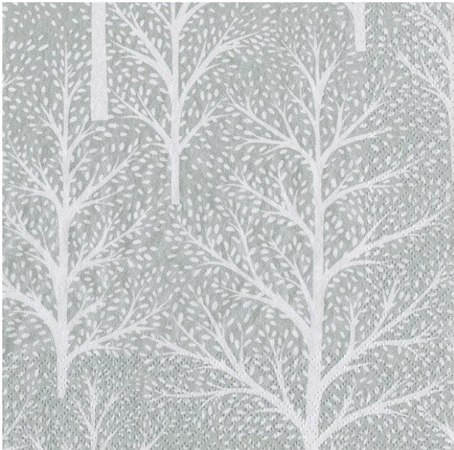 Silver Winter Tree Paper Napkin - Cocktail Size