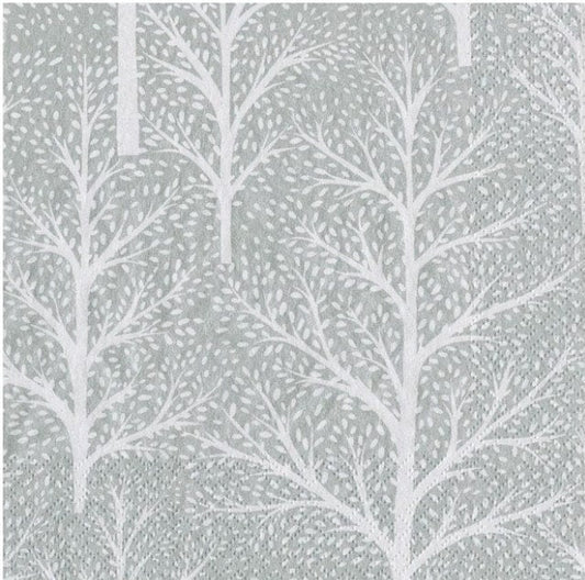Silver Winter Tree Paper Napkin - Cocktail Size