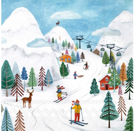 Ski Paper Napkin - Cocktail Size