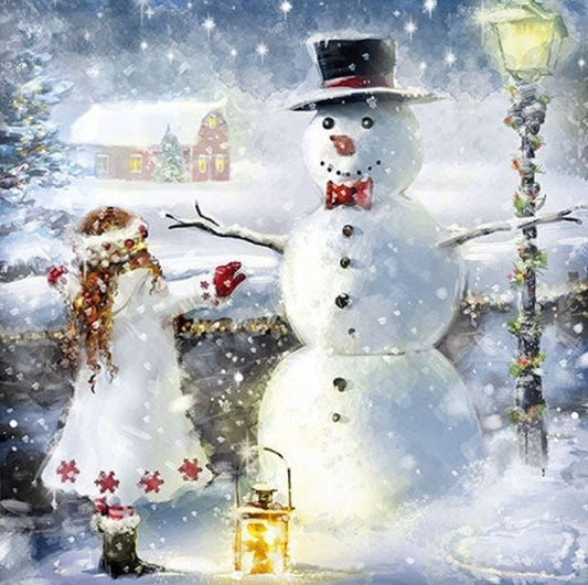 Snowman Hugs Paper Napkin - Luncheon Size