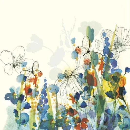 Watercolor Flower Meadow Paper Napkin - Luncheon Size