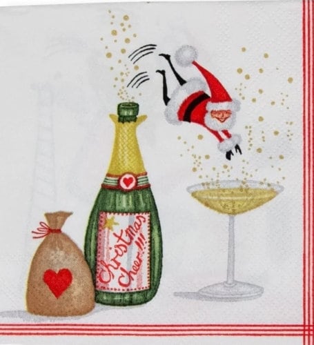 Santa & Cocktails Paper Napkin - Cocktail Size