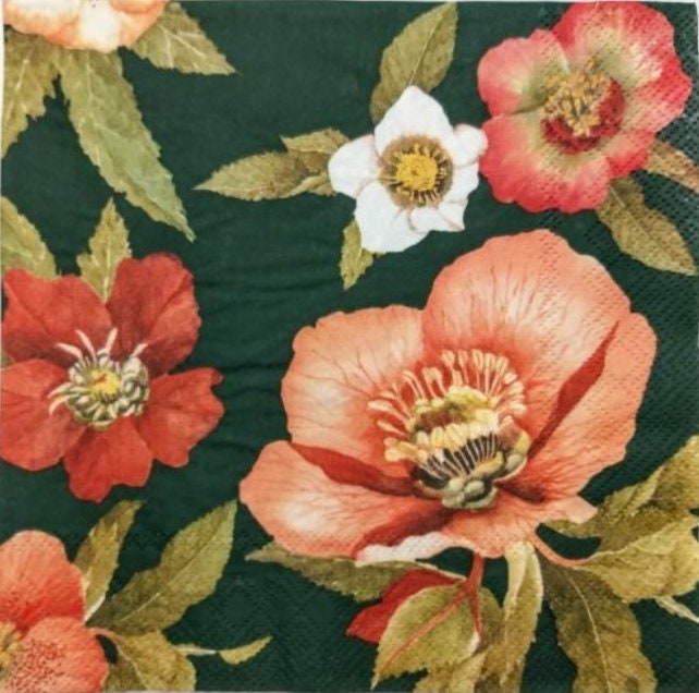 Winter Rose Paper Napkin - Cocktail Size
