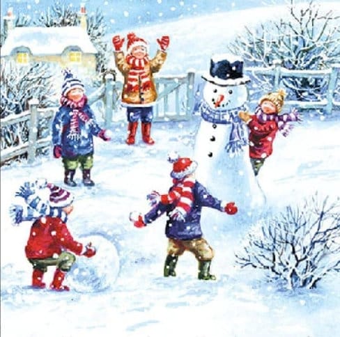 Snowman Kids  Paper Napkin - Cocktail Size