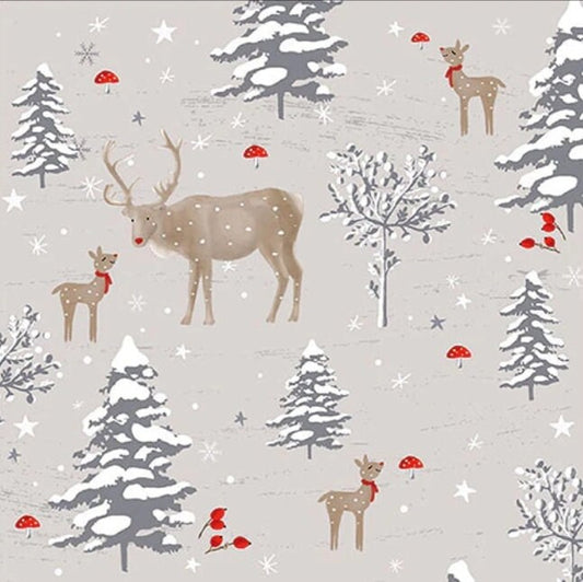 Reindeer Family Forest Paper Napkin - Luncheon Size