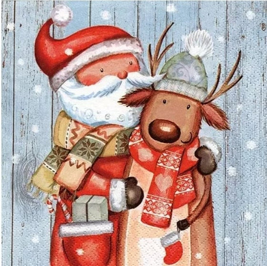 Santa & Reindeer Paper Napkin - Luncheon Size