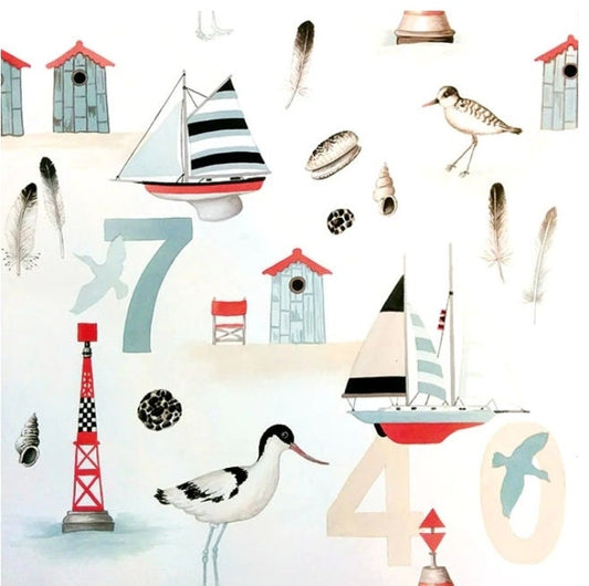 Sailboat Nautical Numbers Paper Napkin - Luncheon Size