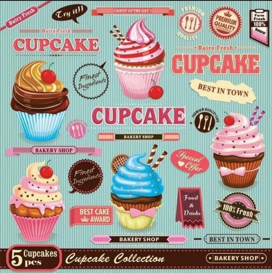 Vintage Cupcake Bakery Paper Napkin - Luncheon Size