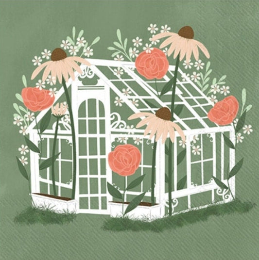 Greenhouse Garden Flowers Paper Napkin - Cocktail Size