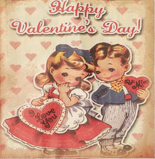 Vintage Valentines Paper Napkin - Luncheon Size