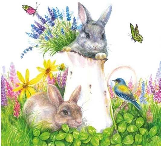 Easter Bunny in Pitcher Paper Napkin - Luncheon Size