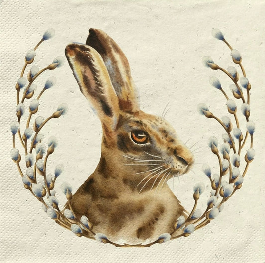 Natural Rabbit Wreath Paper Napkin - Luncheon Size