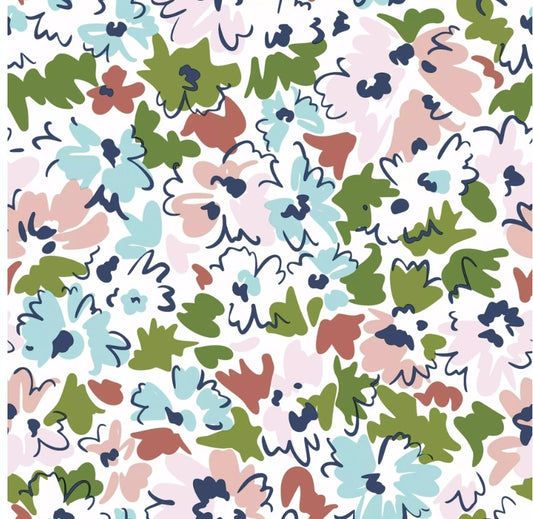 Pink & Green Flowers Paper Napkin - Luncheon Size