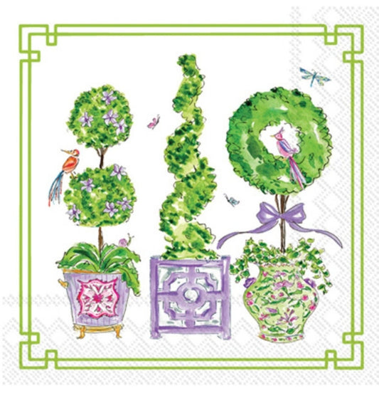 Spring Purple Topiary Trees Paper Napkin - Cocktail Size