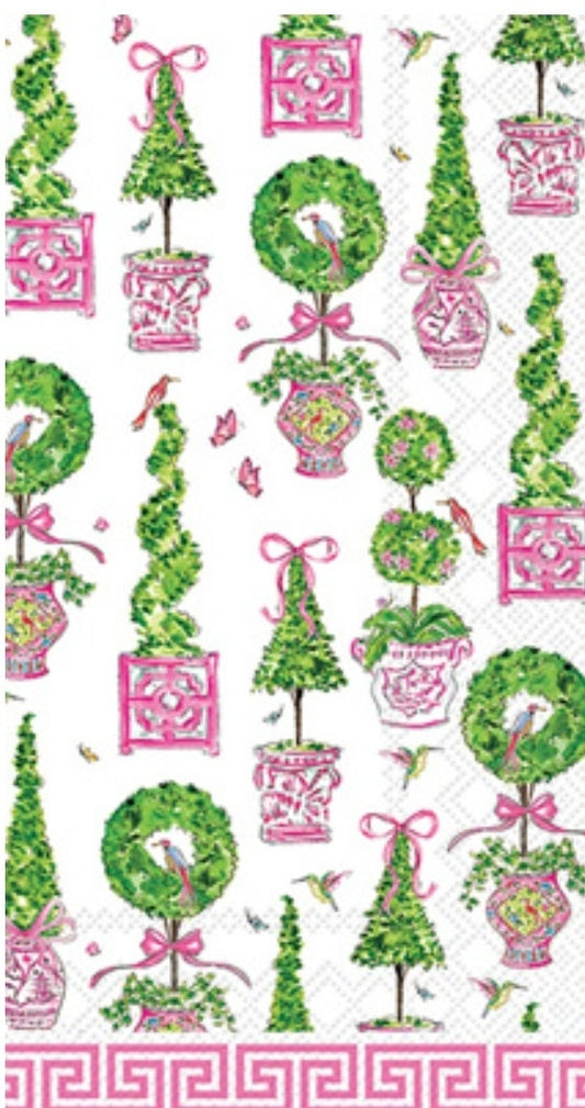 Pink Topiary Tree Paper Napkin - Guest Size