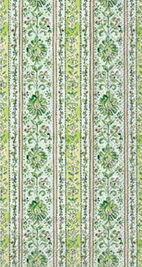 Green Flower Stripe Paper Napkin - Guest Size