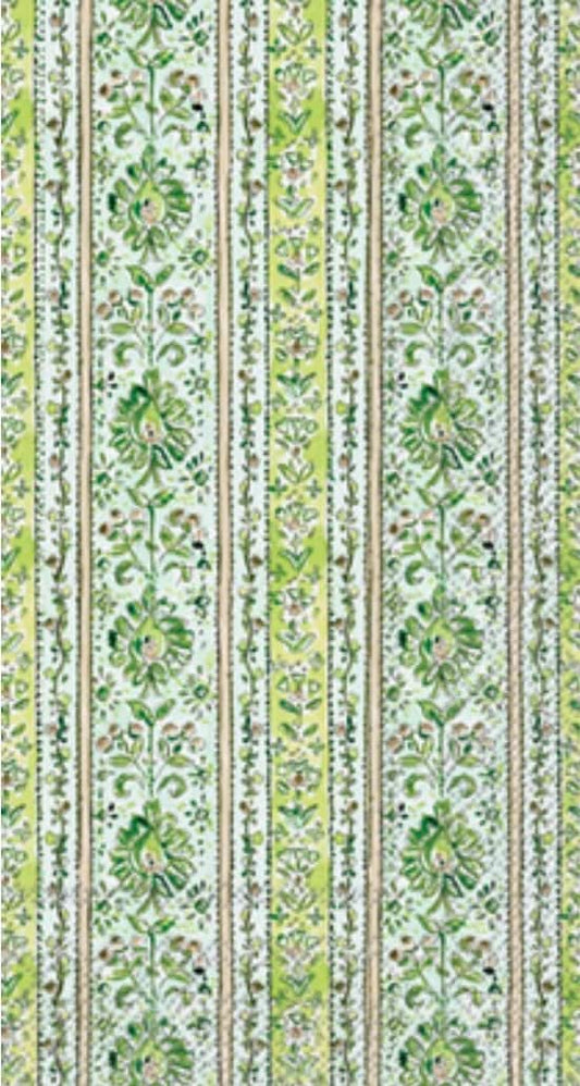 Green Flower Stripe Paper Napkin - Guest Size