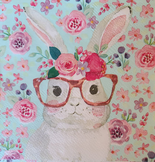 Easter Bunny Glasses Paper Napkin - CocktailNapkin