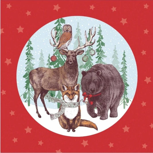 Christmas Owl Stag Fox Bear Paper Napkin - Luncheon Size
