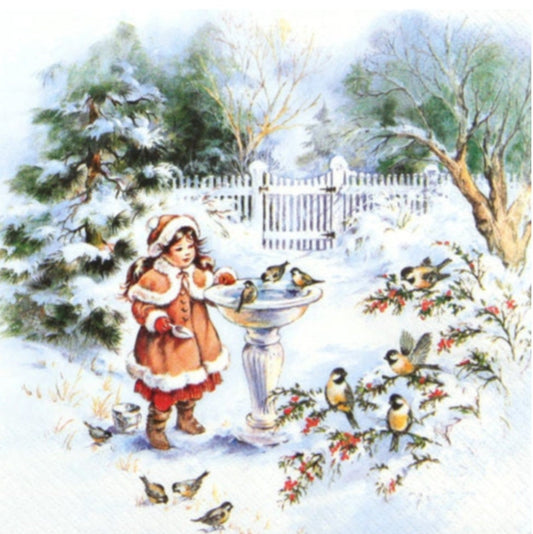 Vintage Winter Scene Paper Napkin - Luncheon Size