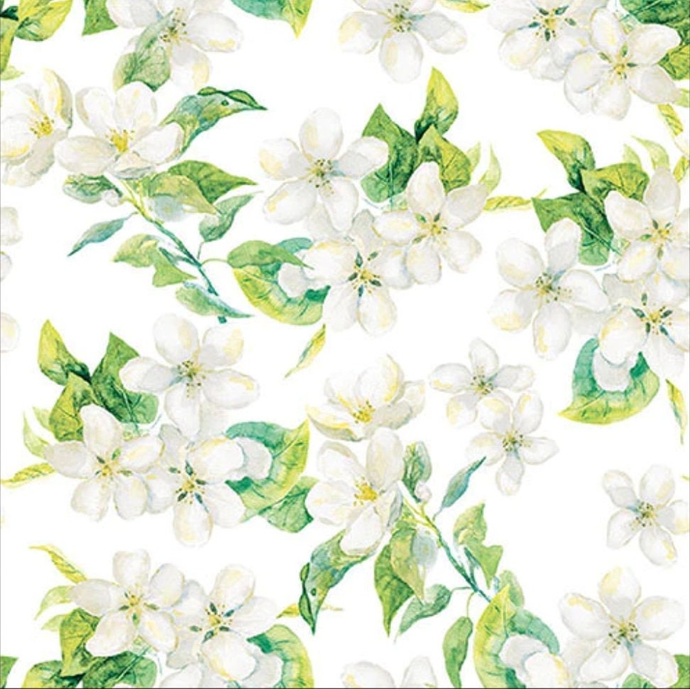 White Blossom Paper Napkin - Luncheon Size