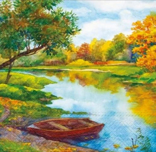 River Boat & Lake Paper Napkin - Luncheon Size