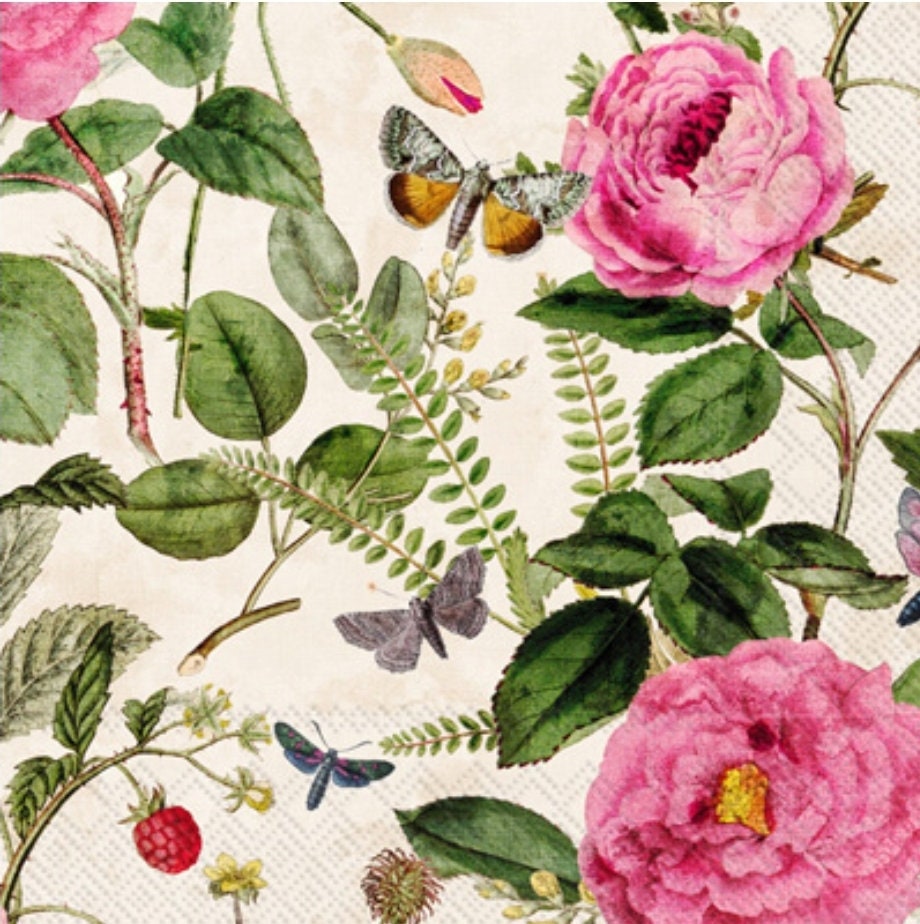 Wild Rose & Strawberry Napkin - Luncheon Size