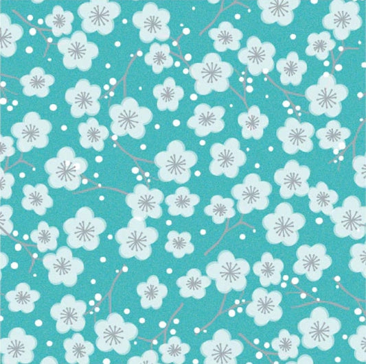 Bright Teal Blue Flower Collage Paper Napkin - Luncheon Size