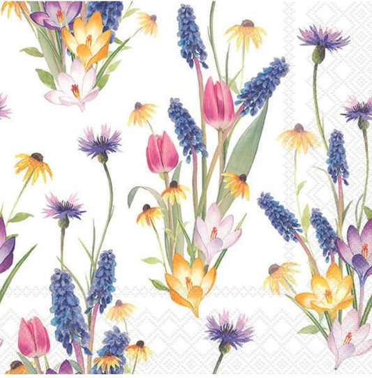 Tulip Spring Flower Collage Paper Napkin - Luncheon Size