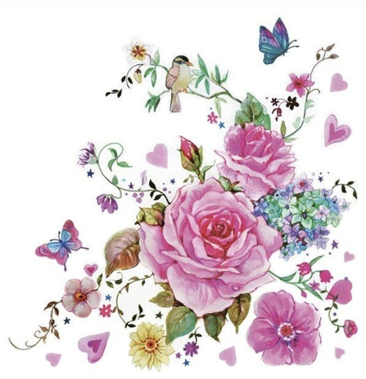 Rose Bouquet Paper Napkin - Luncheon Size