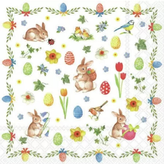 Mini Easter Tullips Paper Napkin - Cocktail Size
