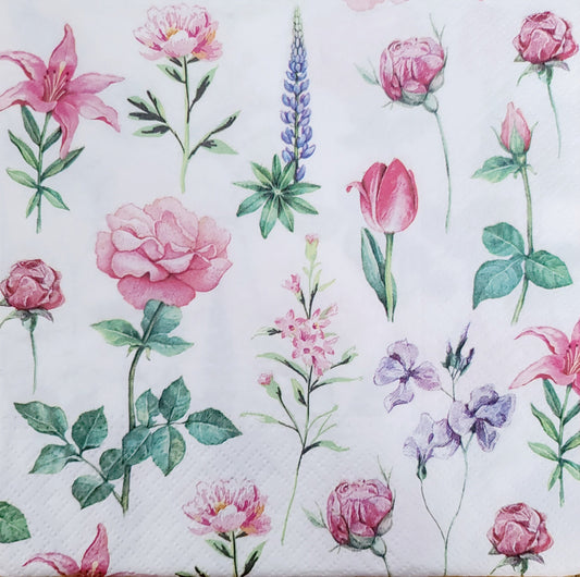 Rose Lily Scatter Paper Napkin - Luncheon Size