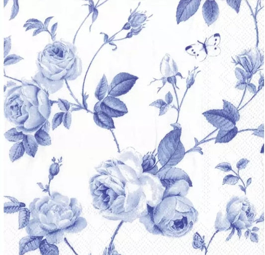 Blue Rose Paper Napkin - Cocktail Size
