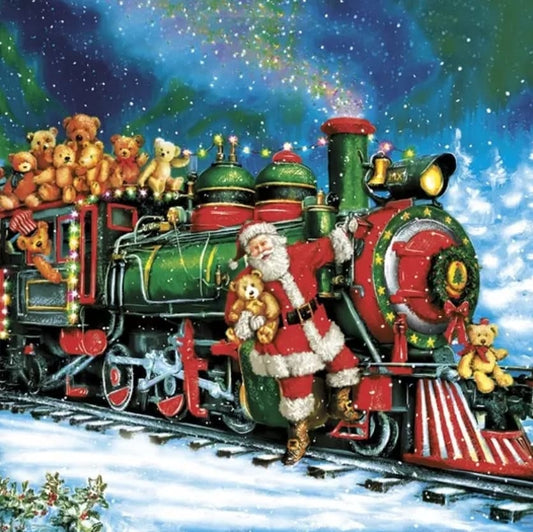 Santa Train Paper Napkin - Luncheon Size