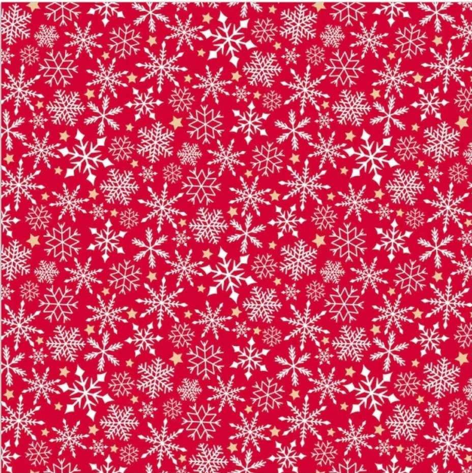 Snowflakes Red & White Paper Napkin - Luncheon Size