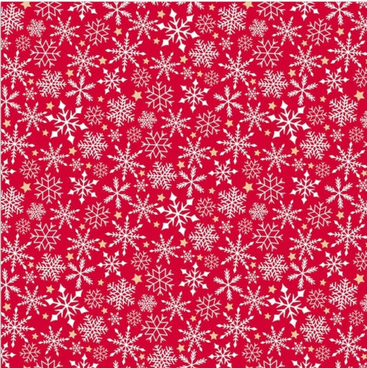 Snowflakes Red & White Paper Napkin - Luncheon Size