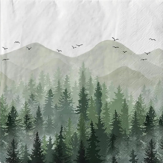 Mountains Forest Landscape Paper Napkin - Luncheon Size