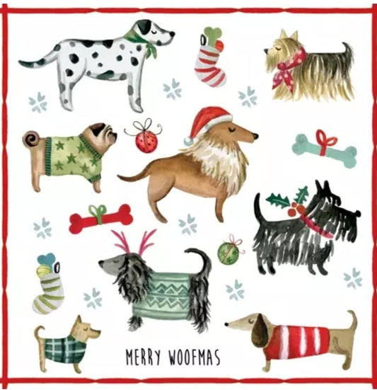 Christmas Dogs Paper Napkin - Luncheon Size