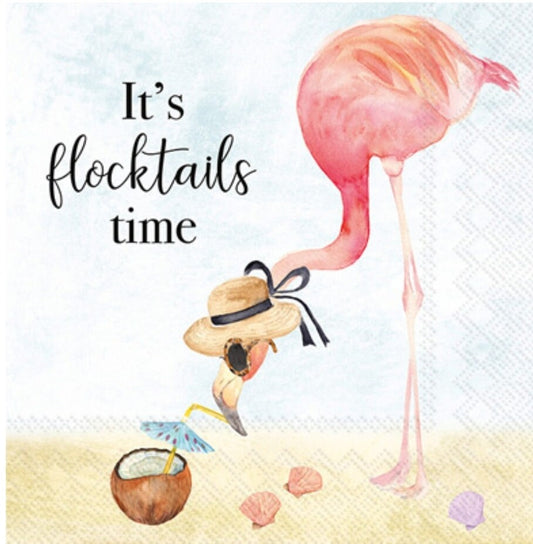 Flamingo Beach Drinks Paper Napkin - Cocktail Size
