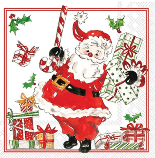 Vintage Christmas Santa Paper Napkin - Cocktail Size