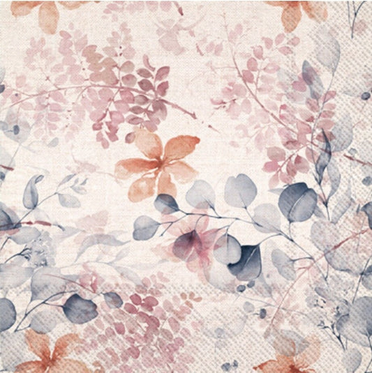 Eucalyptus Fall Flowers Leaves Paper Napkin - Cocktail Size