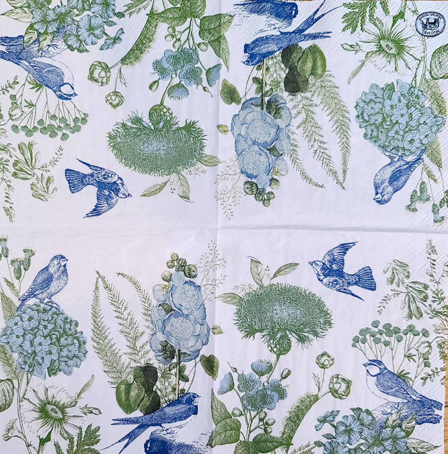 Blue Bird Toile Paper Napkin set - Cocktail Size
