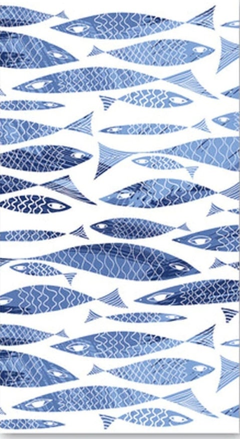 Ocean Fish Blue & White Paper Napkin - Guest Size