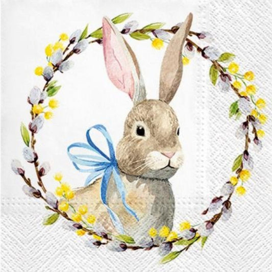 Easter Bunny in Wreath Paper Napkin - Luncheon Size